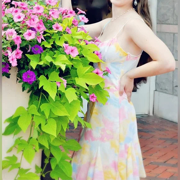 Multicolor Asymmetrical Spaghetti Strap Dress - Picture 6 of 16